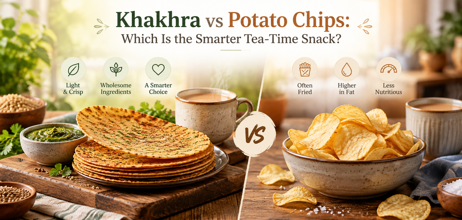 Khakhra vs potato chips, the smarter tea-time snack