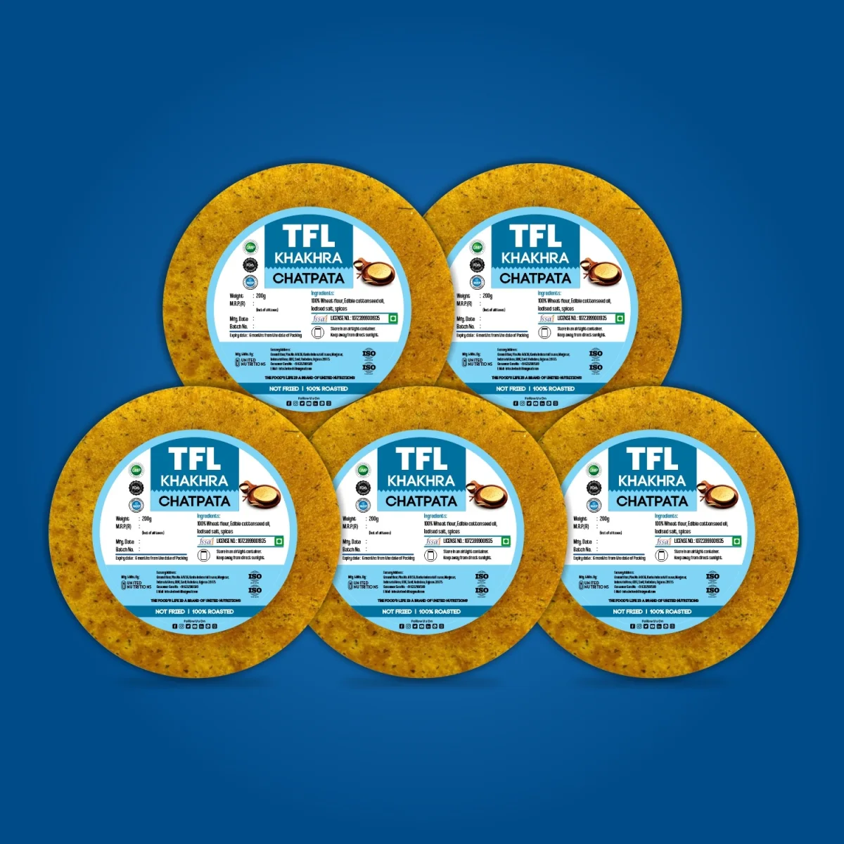 Chatpata Khakhra Pack of 5 (200gm x 5)