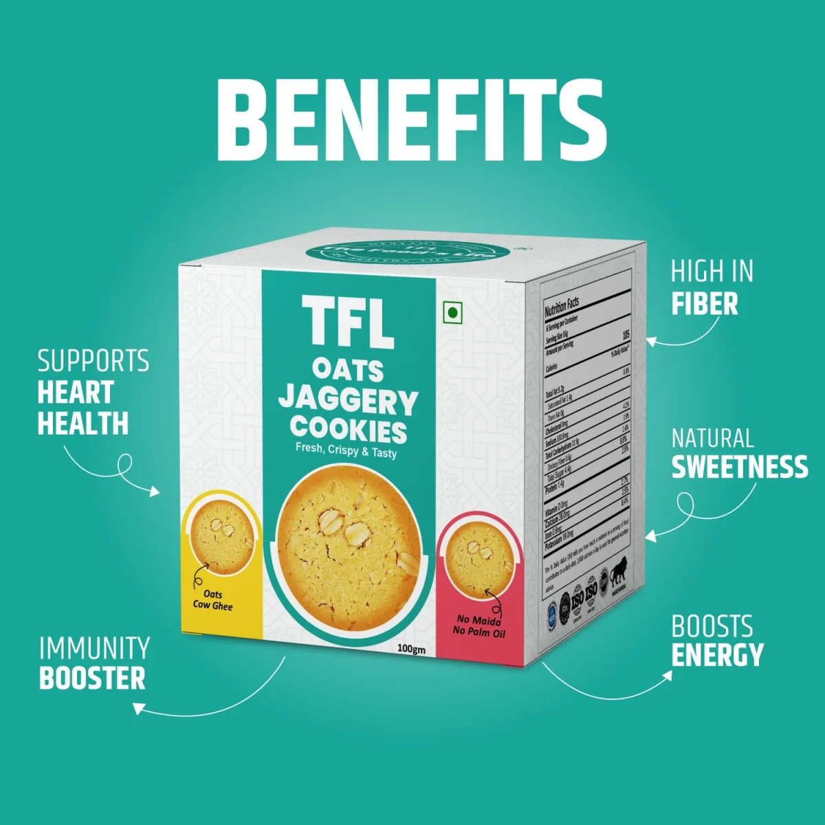 Oats Jaggery Cookies Pack of 3 (100gm x 3) — view 3