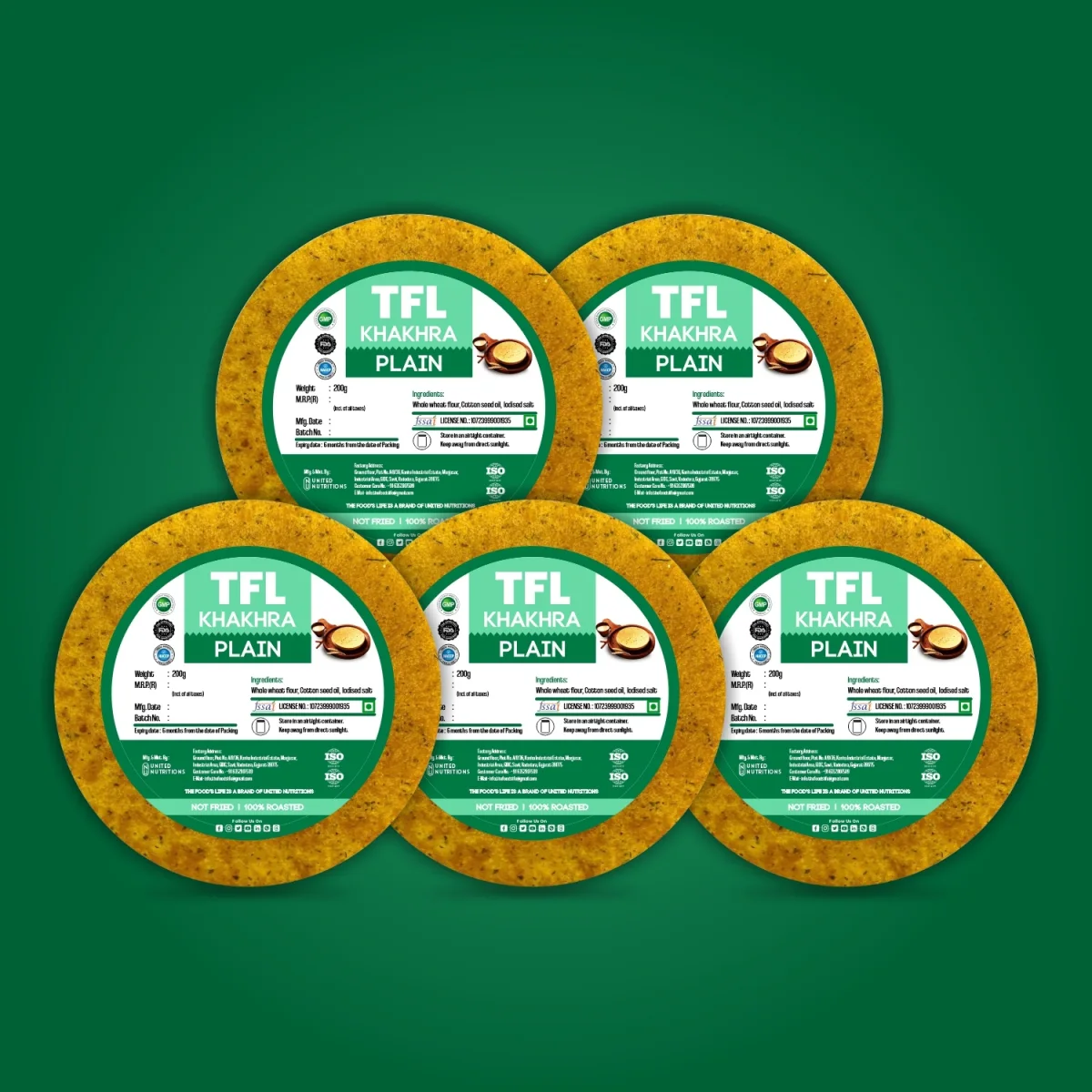 Plain Khakhra Pack of 5 (200gm x 5) — view 2